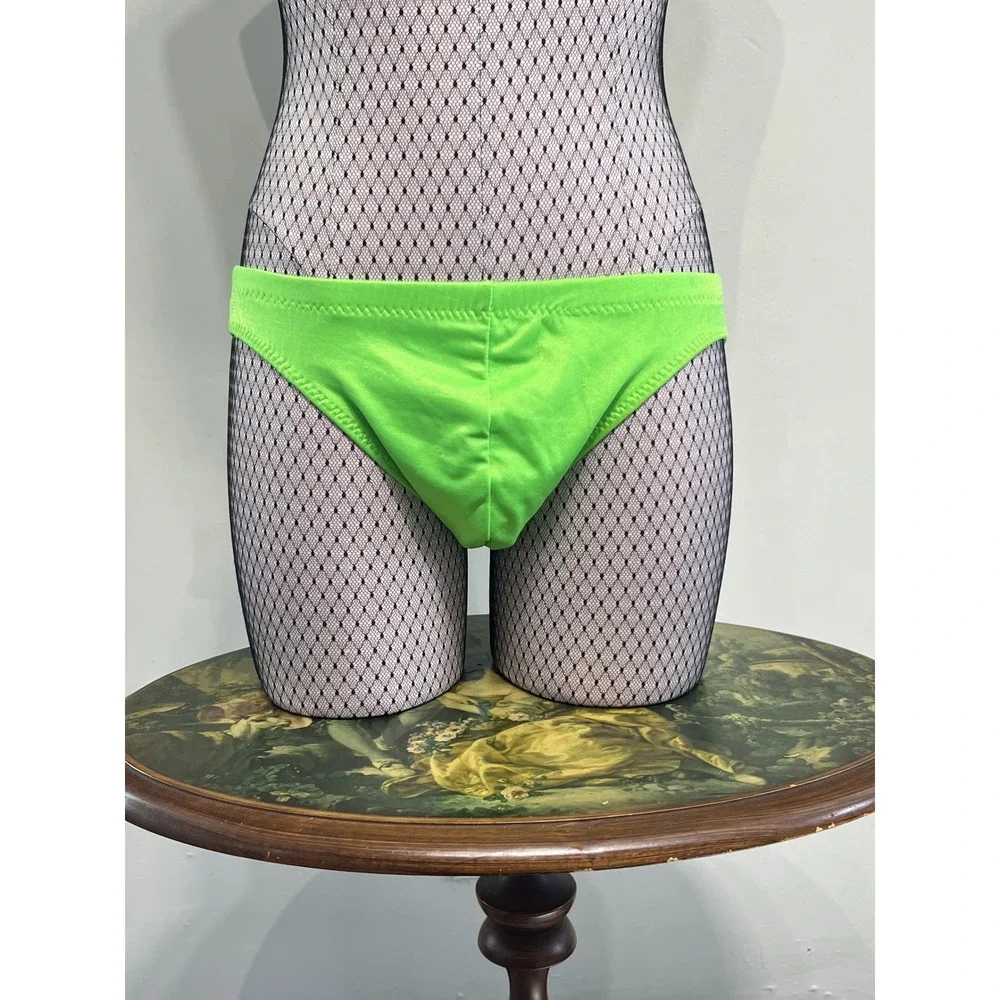 Vintage Hot Line Neon Green Men's Briefs Retro Swim Trunks Intimates Size S